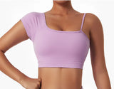 Summer Sexy Oblique Shoulder Yoga Tops