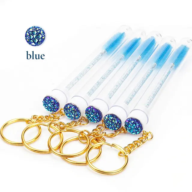 Tube Eyelash Brush With Gold Keychain Glitter