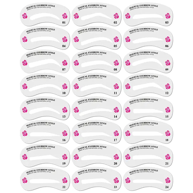 12 Style Reusable DIY Eyebrow Stencil Set