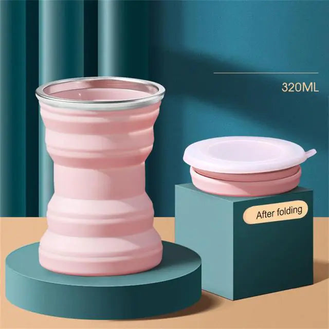 Portable Silicone Retractable Cup With Lid