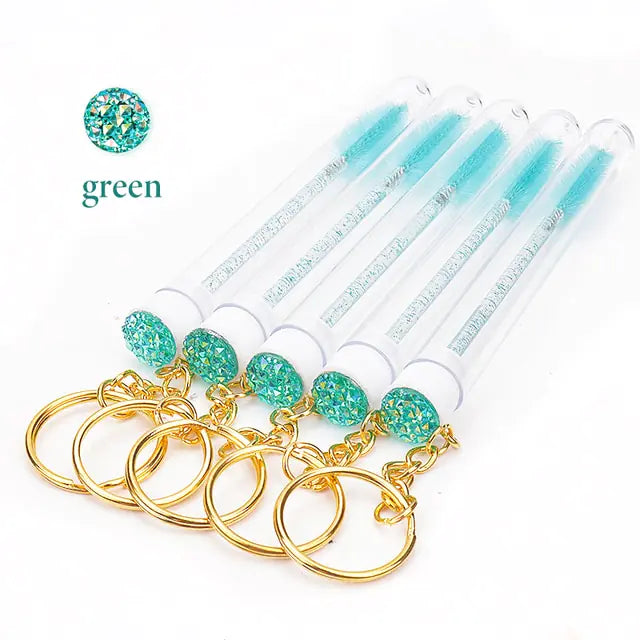 Tube Eyelash Brush With Gold Keychain Glitter