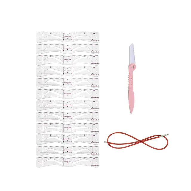 12 Style Reusable DIY Eyebrow Stencil Set