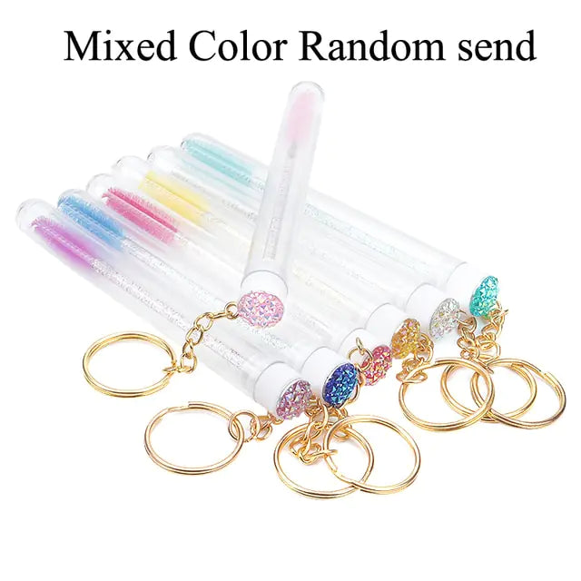 Tube Eyelash Brush With Gold Keychain Glitter