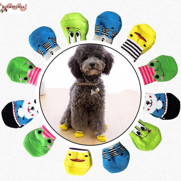 4Pc Knitted Pet Socks Set