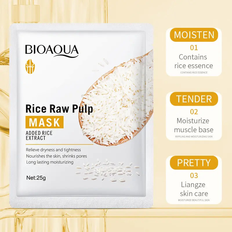 Bioaqua Face Care Sheet Masks Rice Nourishing Moisturizing Female Facial Beauty Product for Korean Skin One Piece Free Shipping