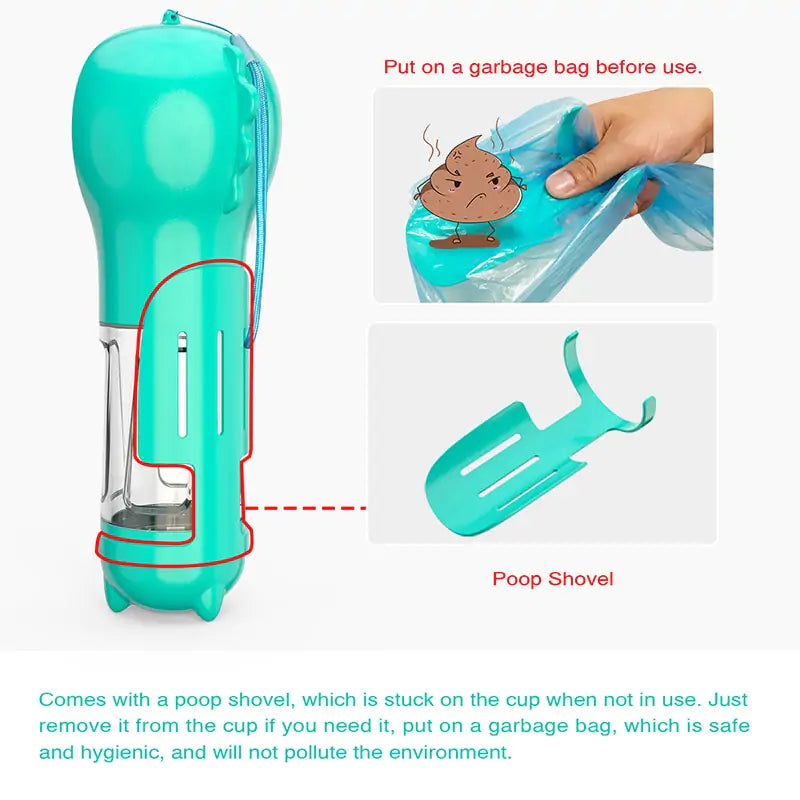 Pet Travel Drinker and Poop Dispenser