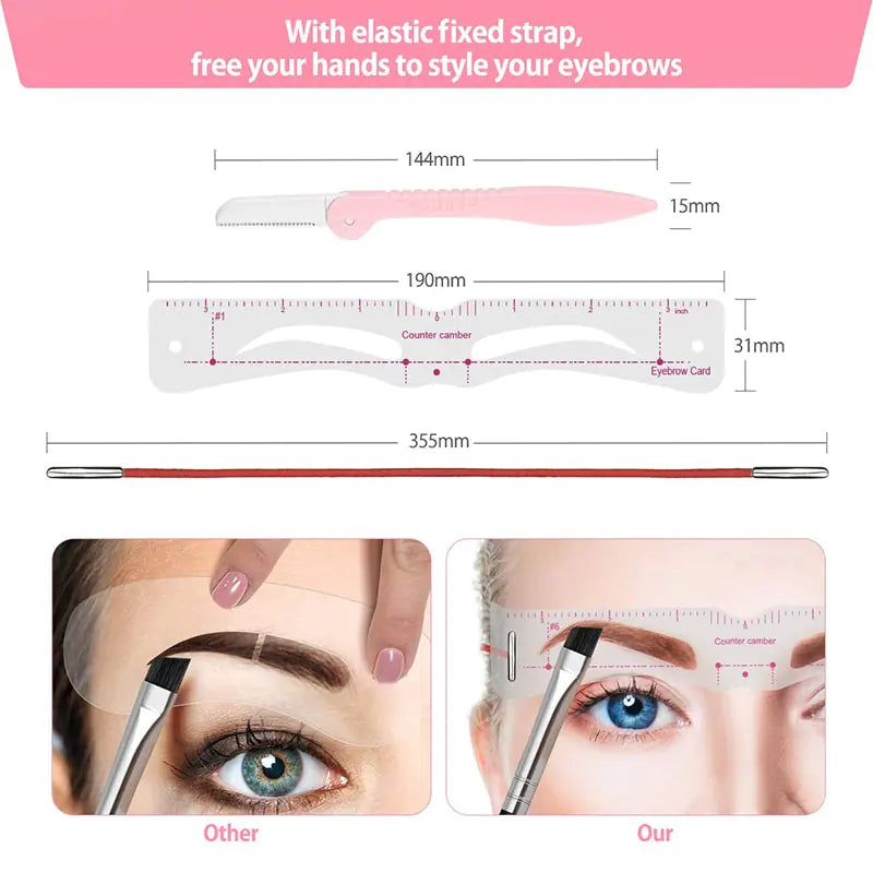 12 Style Reusable DIY Eyebrow Stencil Set