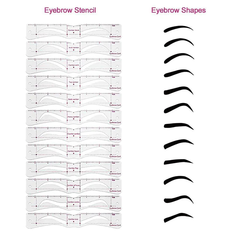 12 Style Reusable DIY Eyebrow Stencil Set